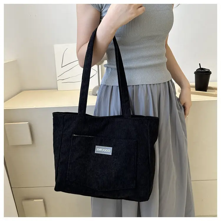 Women's Grey Corduroy Tote Bag Large Capacity 2024 — feature 23