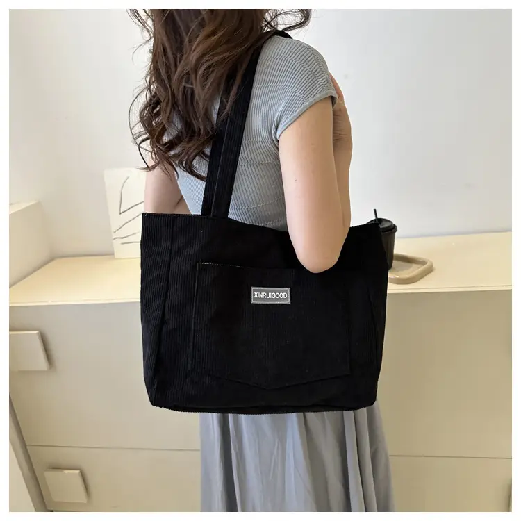 Women's Grey Corduroy Tote Bag Large Capacity 2024 — feature 24