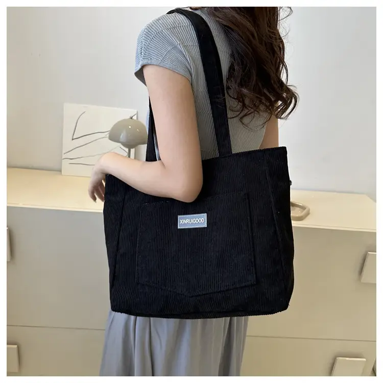 Women's Grey Corduroy Tote Bag Large Capacity 2024 — feature 25