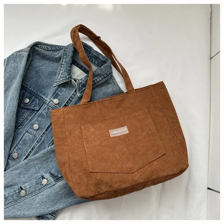 Women's Grey Corduroy Tote Bag Large Capacity 2024 — feature 8