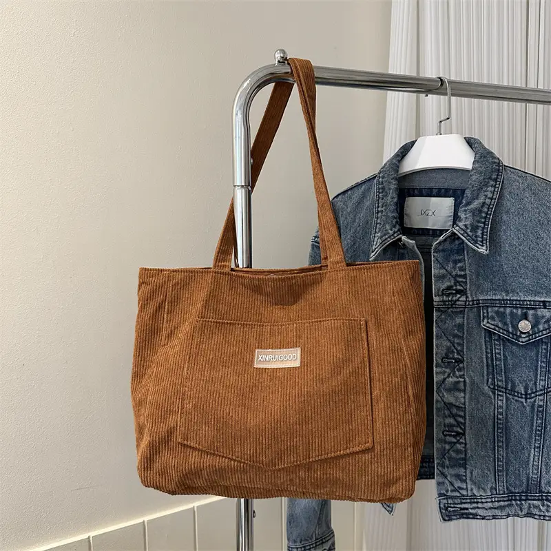Women's Grey Corduroy Tote Bag Large Capacity 2024 - Image 5