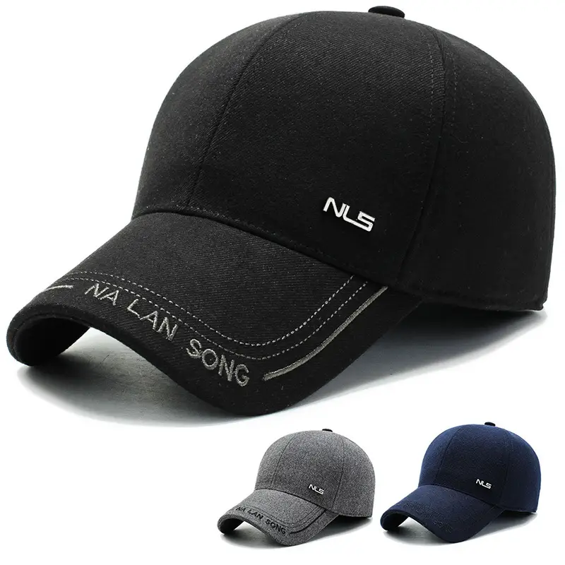 Men Woolen Duck Cap Winter Ear Protection Black - Image 4