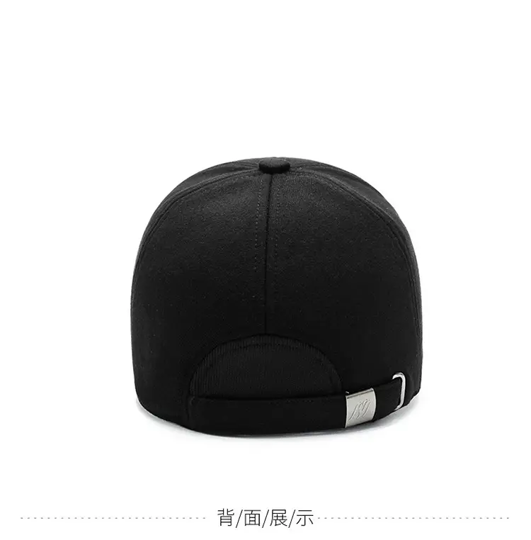 Men Woolen Duck Cap Winter Ear Protection Black — feature 10