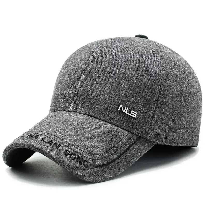 Men Woolen Duck Cap Winter Ear Protection Black - Image 2