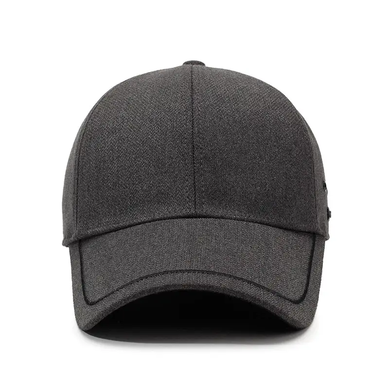 Men Black Cotton Baseball Cap Winter Warm Ear Protection - Image 7
