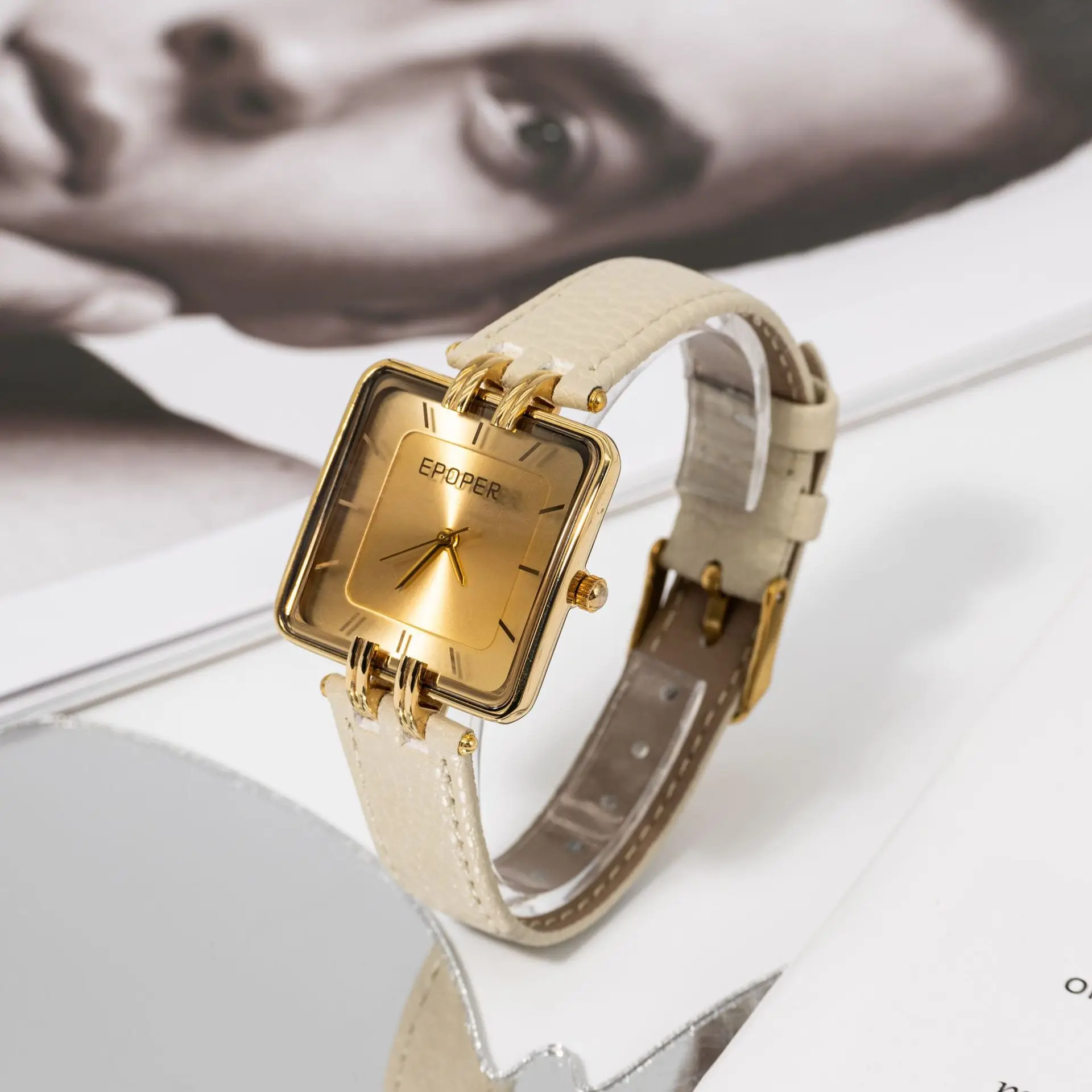 Elegant Black Square Watch for Women Waterproof Quartz