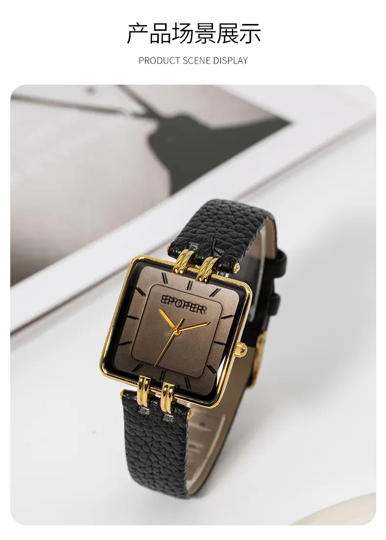 Elegant Black Square Watch for Women Waterproof Quartz — feature 9