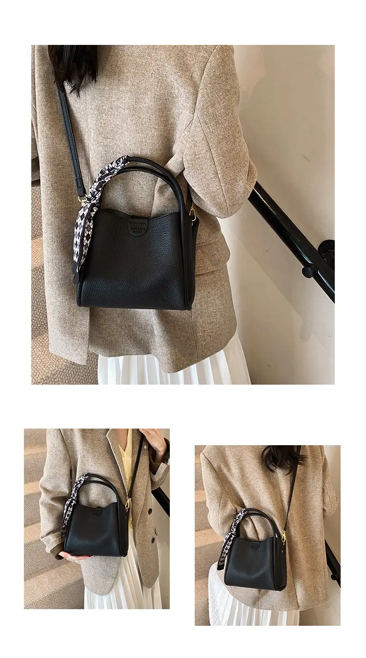 Brown Lychee Textured Shoulder Bag with Tassel — feature 13