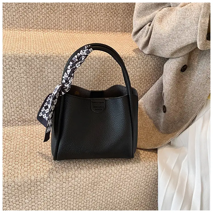 Brown Lychee Textured Shoulder Bag with Tassel — feature 43