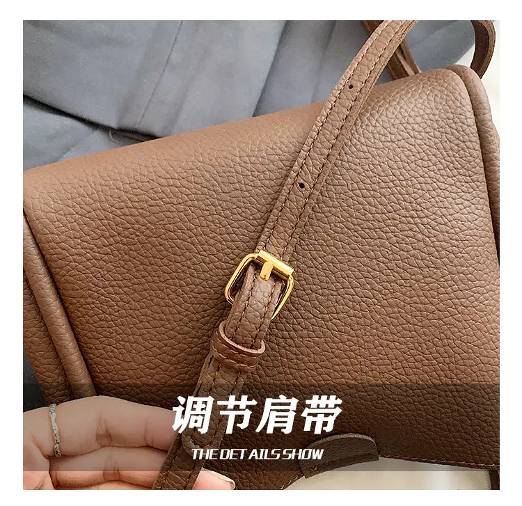 Brown Lychee Textured Shoulder Bag with Tassel — feature 9