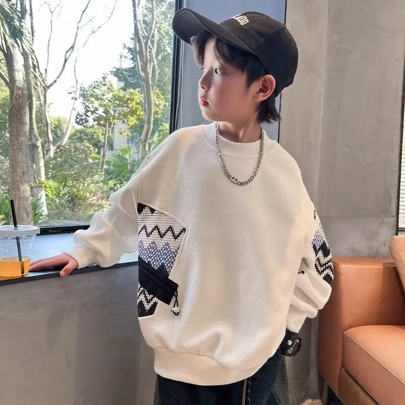 Autumn Boys Sweatshirt Black White Pattern 2025 - Image 6