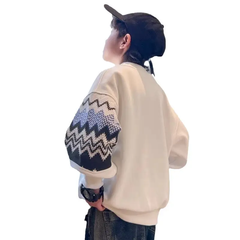 Autumn Boys Sweatshirt Black White Pattern 2025 - Image 7