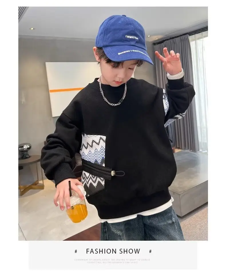 Autumn Boys Sweatshirt Black White Pattern 2025 — feature 10