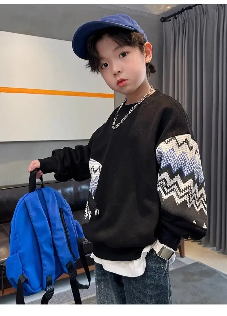 Autumn Boys Sweatshirt Black White Pattern 2025 — feature 11