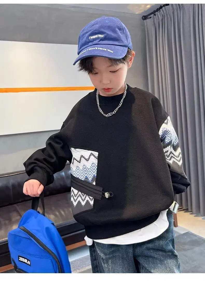 Autumn Boys Sweatshirt Black White Pattern 2025 — feature 13