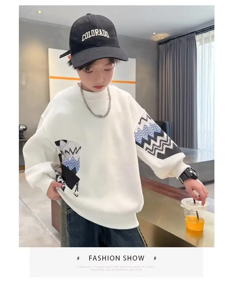 Autumn Boys Sweatshirt Black White Pattern 2025 — feature 18