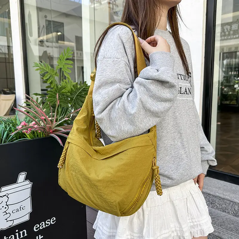 Casual Textured Shoulder Messenger Bag Beige 2024 - Image 10