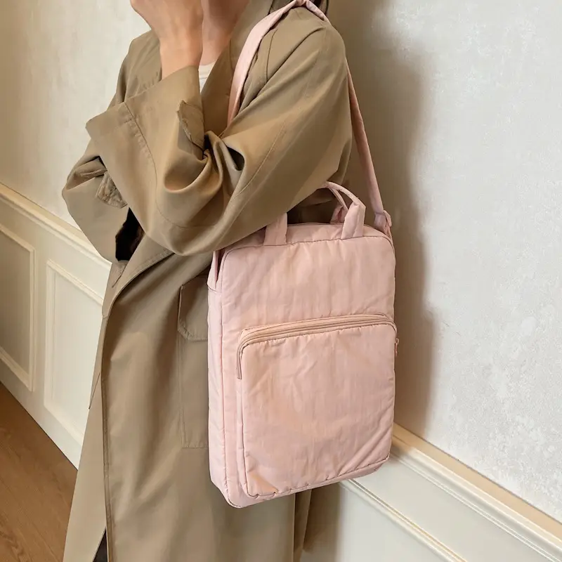 Pink Nylon Shoulder Bag for Women Large Capacity Commuter - Image 7