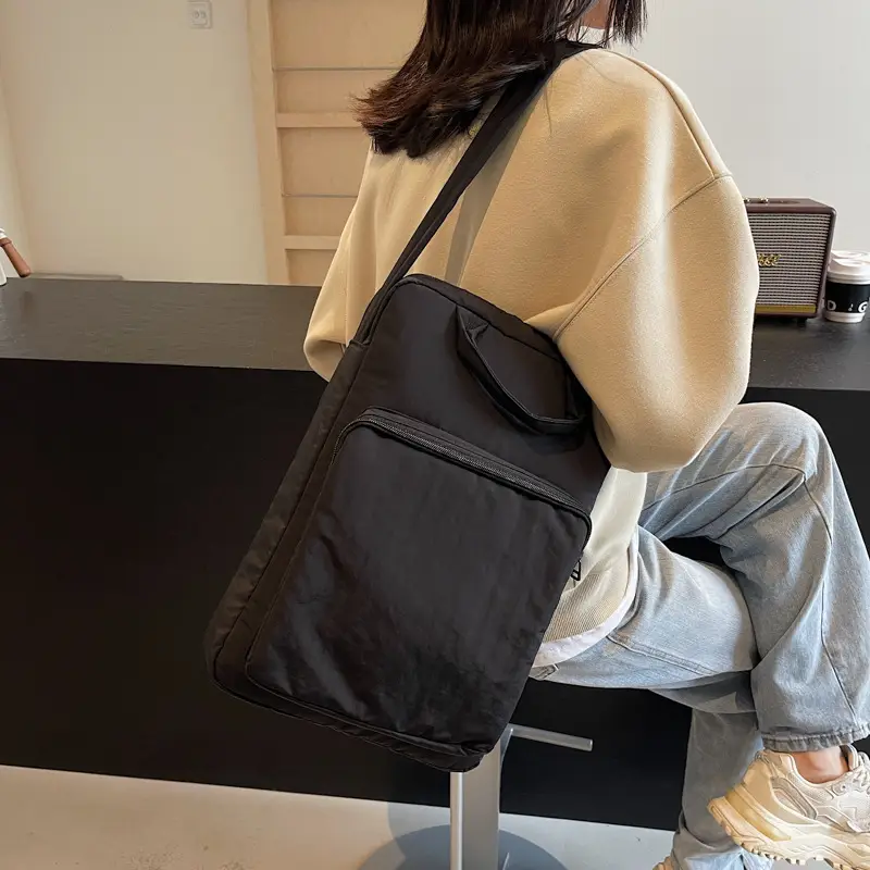 Pink Nylon Shoulder Bag for Women Large Capacity Commuter - Image 9