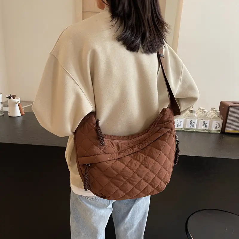 Large Capacity One-Shoulder Quilted Cotton Bag for Women