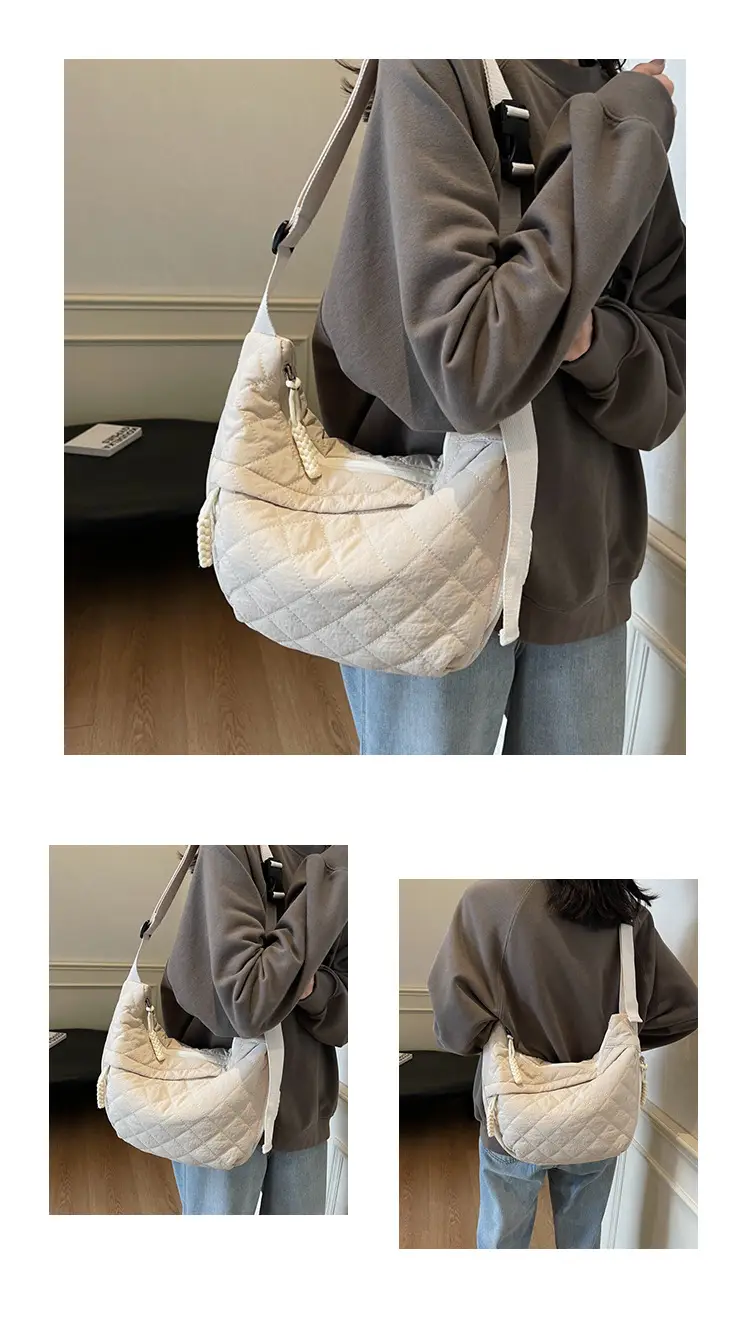 Large Capacity One-Shoulder Quilted Cotton Bag for Women — feature 13