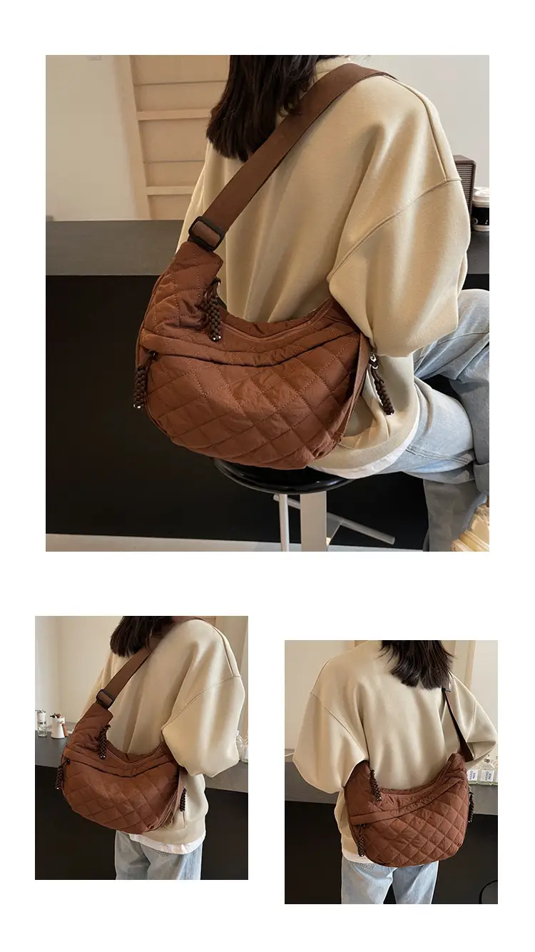 Large Capacity One-Shoulder Quilted Cotton Bag for Women — feature 15