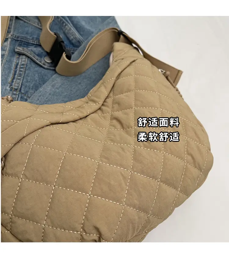 Large Capacity One-Shoulder Quilted Cotton Bag for Women — feature 7
