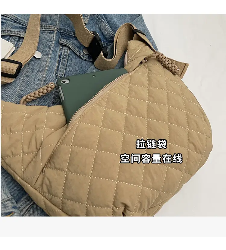 Large Capacity One-Shoulder Quilted Cotton Bag for Women — feature 8