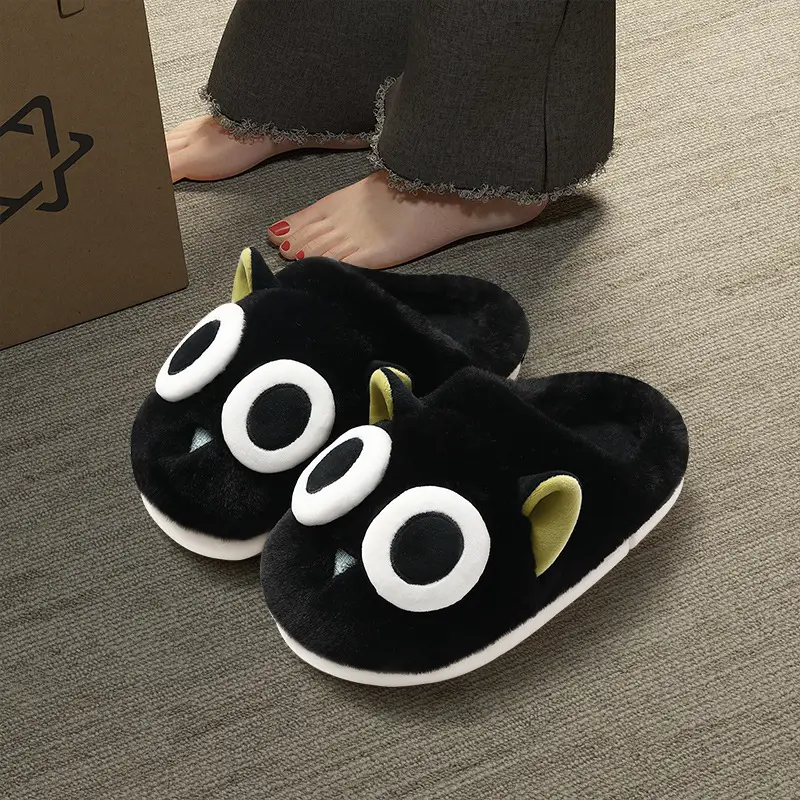 Cartoon cute cute cotton slippers women's autumn and winter indoor home non-slip plush padded warm cotton slippers men's wholesale