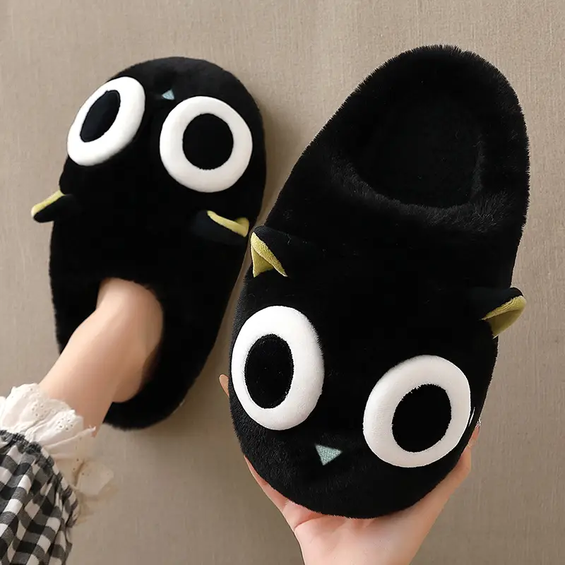 Cartoon cute cute cotton slippers women's autumn and winter indoor home non-slip plush padded warm cotton slippers men's wholesale