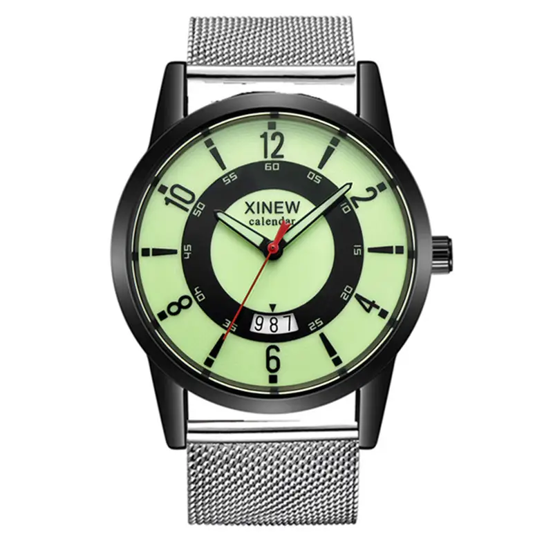 Men Xinew Stainless Steel Date Quartz Watch