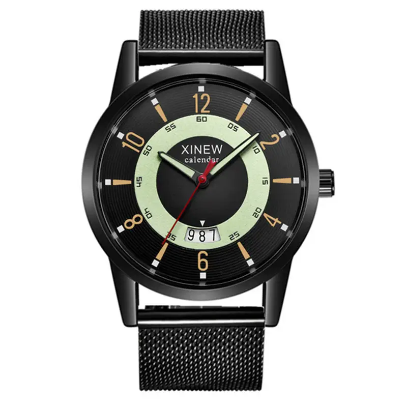 Men Xinew Stainless Steel Date Quartz Watch