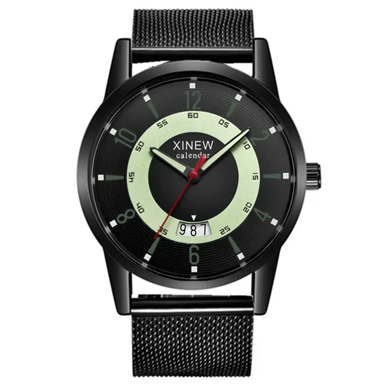 Men Xinew Stainless Steel Date Quartz Watch