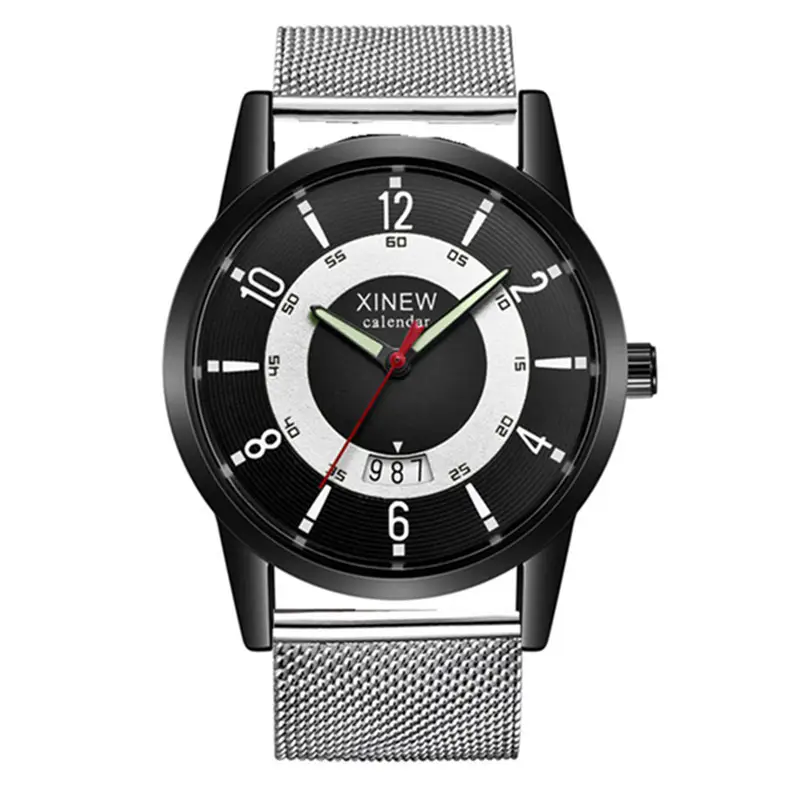 Men Xinew Stainless Steel Date Quartz Watch