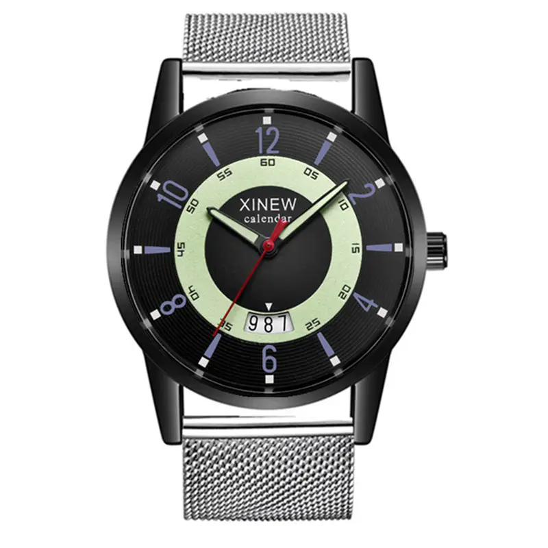 Men Xinew Stainless Steel Date Quartz Watch