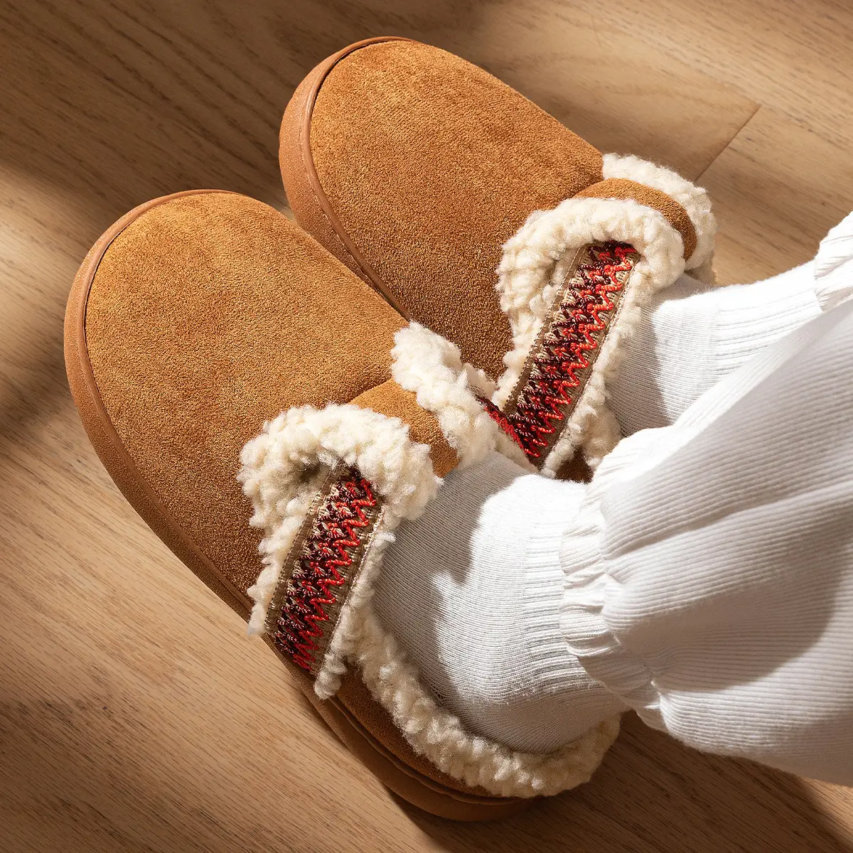 Women's Winter Woolen Slippers Brown 2024