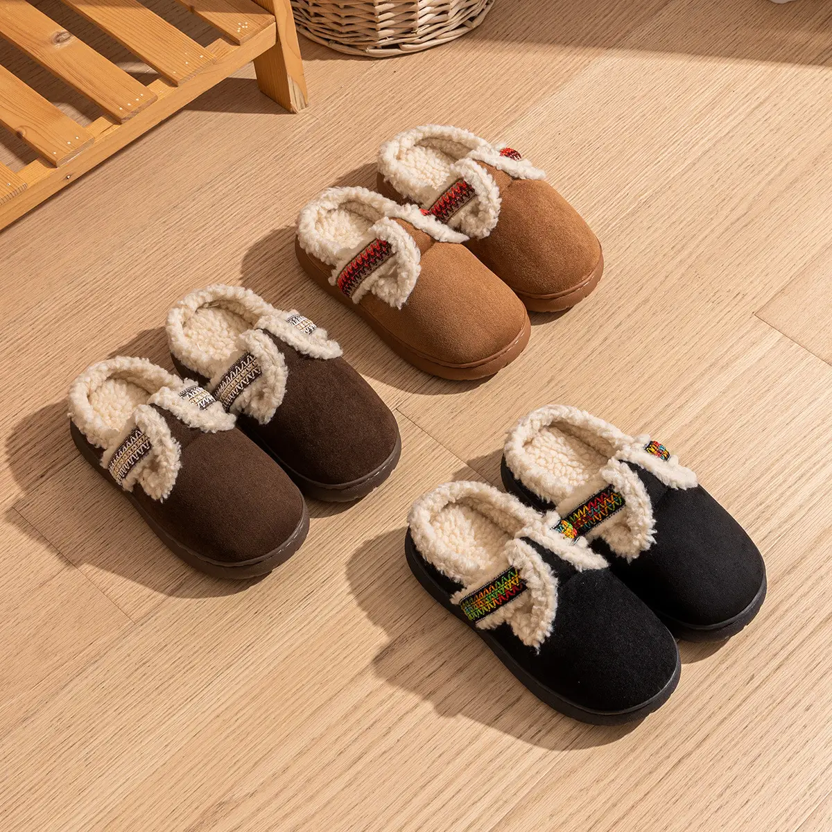 Women's Winter Woolen Slippers Brown 2024