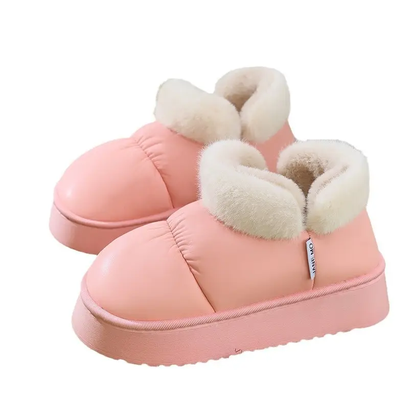 Women's Warm Winter Cotton Slippers Black Large Opening - Image 10
