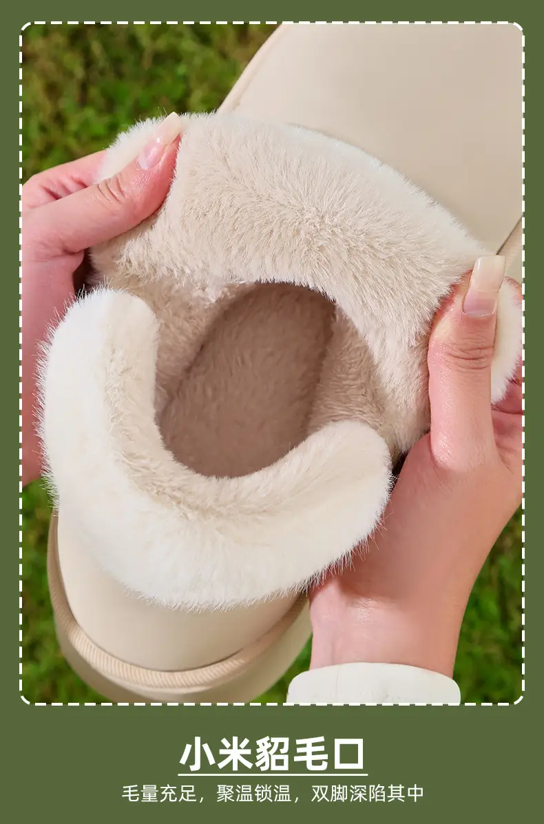 Women's Warm Winter Cotton Slippers Black Large Opening — feature 7