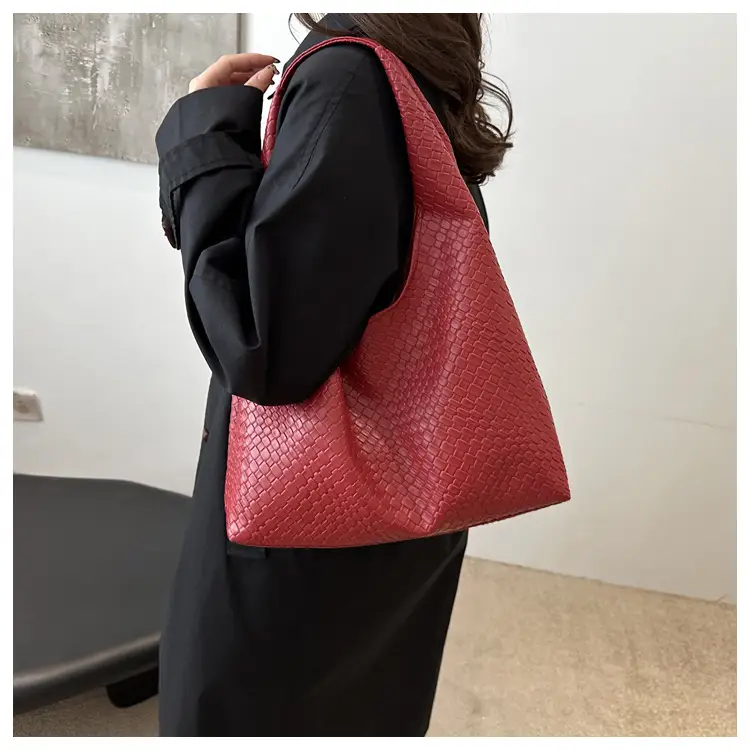 Retro Women's Brown Woven Shoulder Tote Bag — feature 10