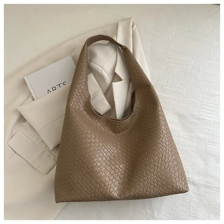 Retro Women's Brown Woven Shoulder Tote Bag — feature 26