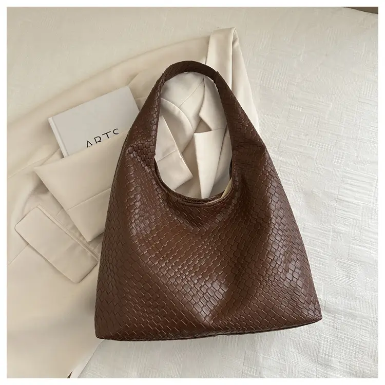 Retro Women's Brown Woven Shoulder Tote Bag — feature 27