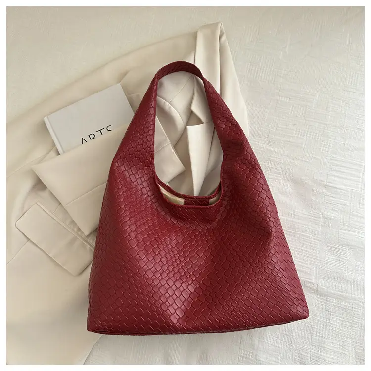 Retro Women's Brown Woven Shoulder Tote Bag — feature 28