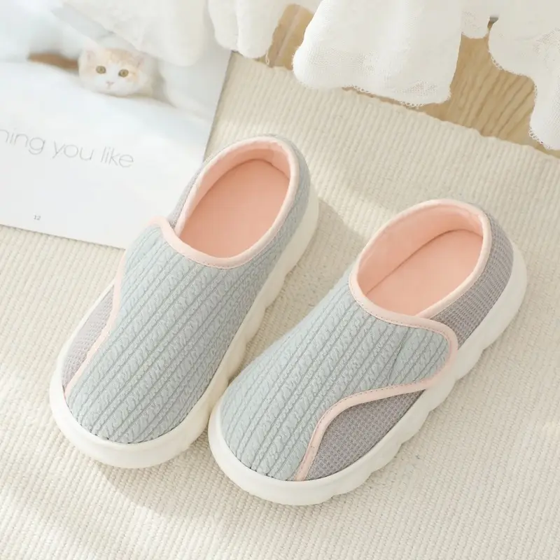 Short velvet autumn and winter slippers, simple and warm, thick slippers - Image 2