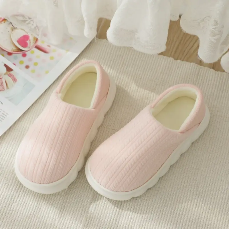 Short velvet autumn and winter slippers, simple and warm, thick slippers - Image 4