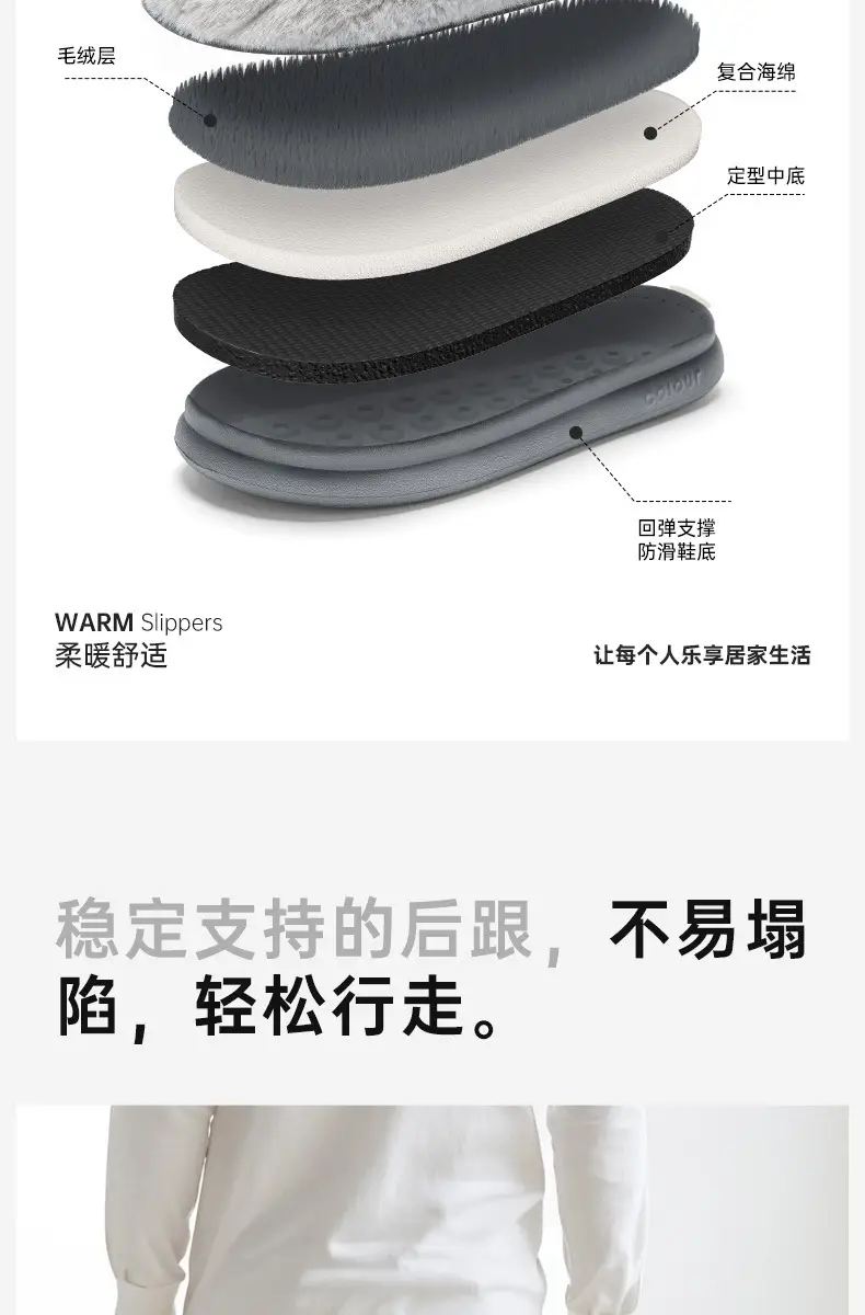 Small Ear Cotton Shoes Men's Winter Indoor Home Non-slip Warm Couple Home Bag with Soft Bottom Winter Wool Slippers for Women — feature 10