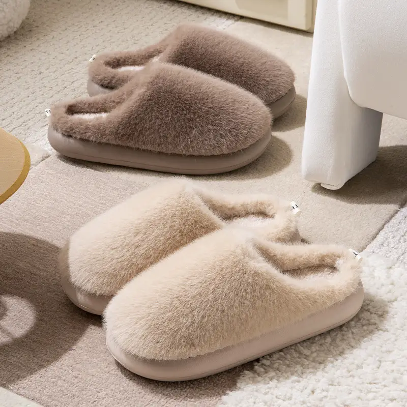 Cotton Slippers Women's Winter Indoor Home Warm fleece-lined Couple's Household Non-Slip Thick Bottom Mao Mao Mao Slippers for Men in Autumn and Winter