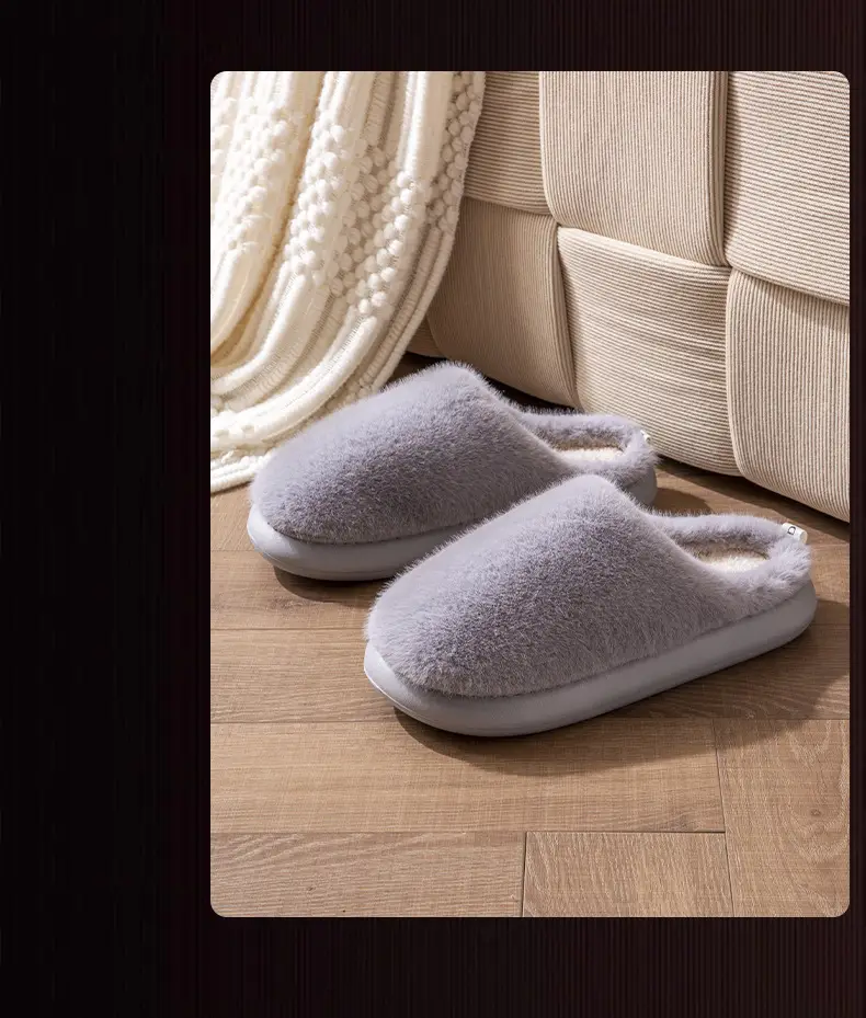 Cotton Slippers Women's Winter Indoor Home Warm fleece-lined Couple's Household Non-Slip Thick Bottom Mao Mao Mao Slippers for Men in Autumn and Winter — feature 14