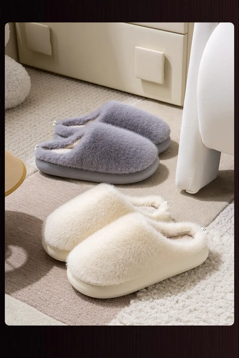 Cotton Slippers Women's Winter Indoor Home Warm fleece-lined Couple's Household Non-Slip Thick Bottom Mao Mao Mao Slippers for Men in Autumn and Winter — feature 16