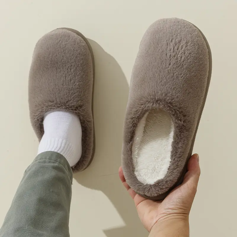 Cotton Slippers Women's Winter Indoor Home Warm fleece-lined Couple's Household Non-Slip Thick Bottom Mao Mao Mao Slippers for Men in Autumn and Winter